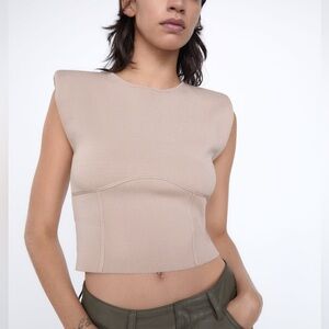 Zara Knit Top with Shoulder Pads